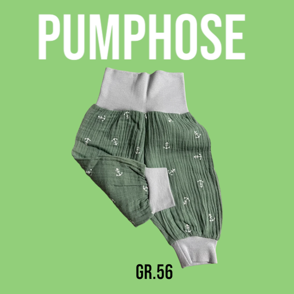 Pumphose Musselin Grün mit Anker Gr.56