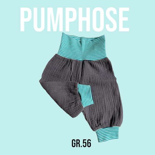 Pumphose Musselin Uni Grau Gr.56