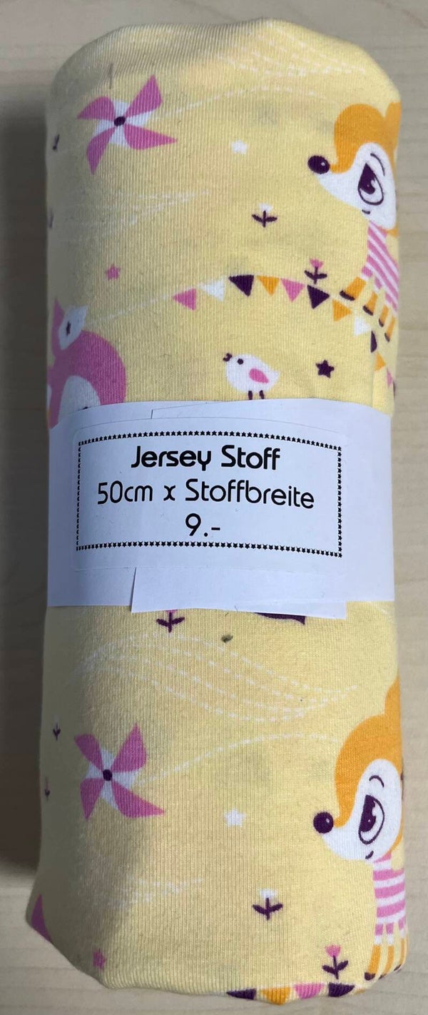 Reststück Jersey Rehkitz Gelb 50cm x SB
