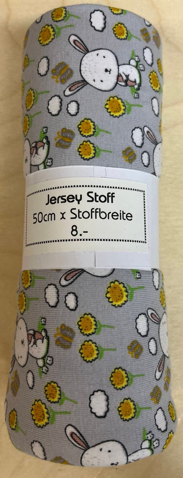 Reststück Jersey Hase/Blume 50cm x SB