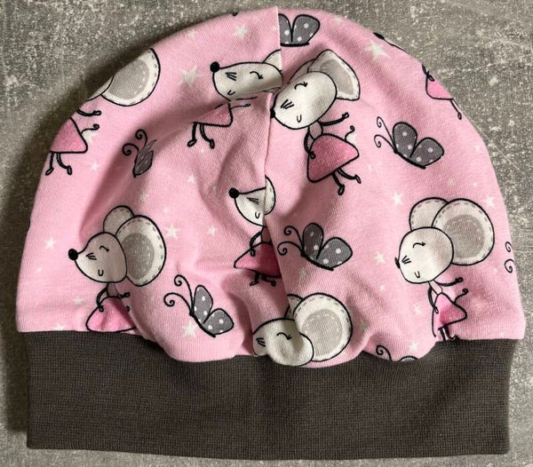 Beanie mit Bündchen Maus 47-49cm