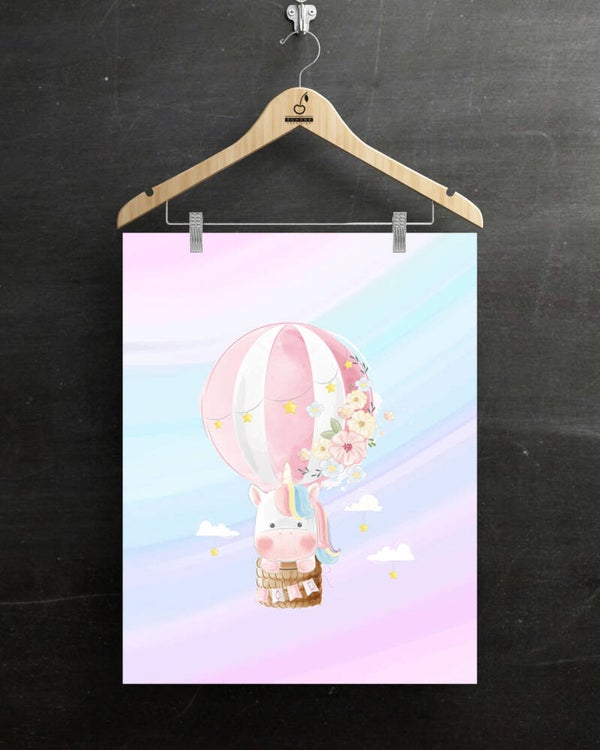 Sweat Panel 40x50cm Regenbogen Einhorn im Luftballon