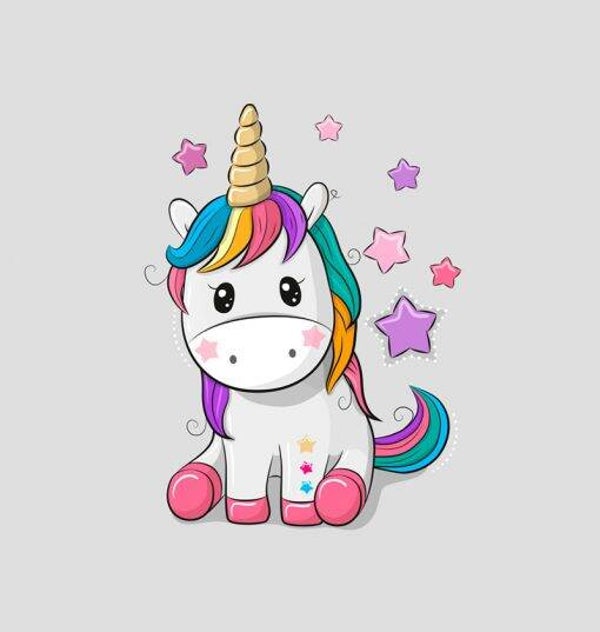 Sweat Panel M 40 x 50 cm CUTE Einhorn auf grau