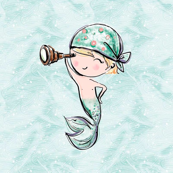 Sweat Panel 40x50cm Sea adventures merboy with spyglass