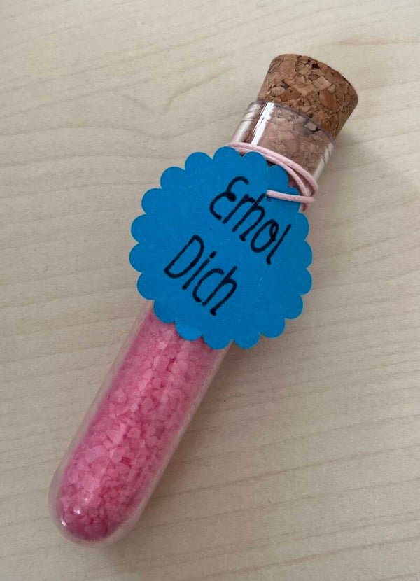 Reagenzgläschen Badesalz Erhol dich