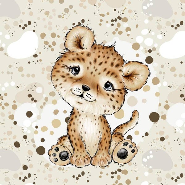 Sweat Panel 40x50cm afrikanische Baby Tiere Leopard