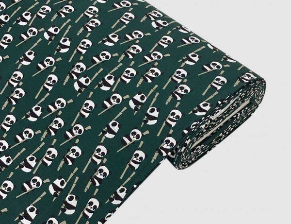 Bauwolljersey Pandabär Oliv