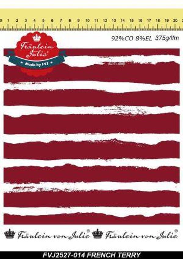 French Terry Streifen Rot/Weiss