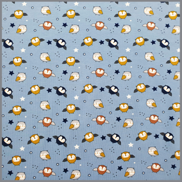 Baumwolljersey Eulen Blau