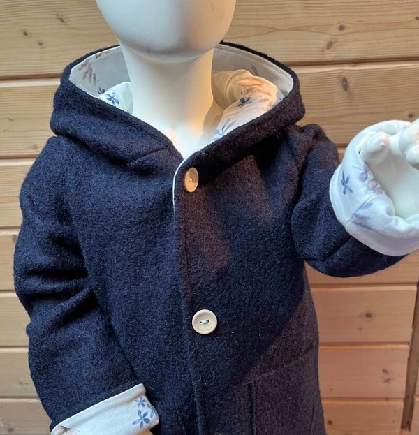 Wollwalk Jacke Marine/Schmetterling Gr.98/104