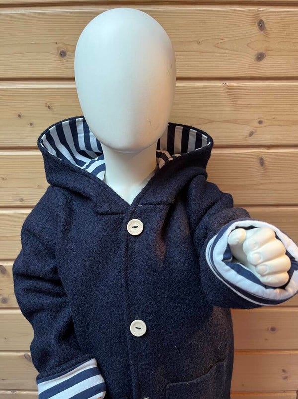 Wollwalk Jacke Marine/Streifen Gr.110/116