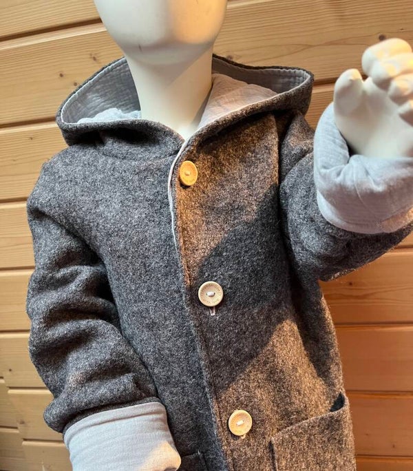 Wollwalk Jacke Grau/Hellgrau Musselin Gr.116/122