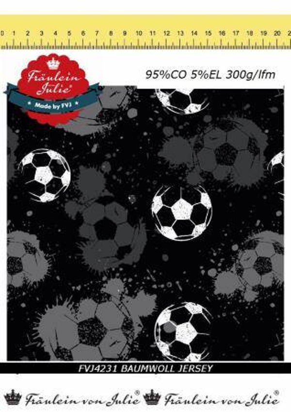 Baumwolljersey Fussball Schwarz