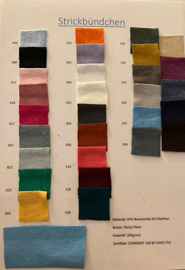 Farbkarte Strickbündchen Uni