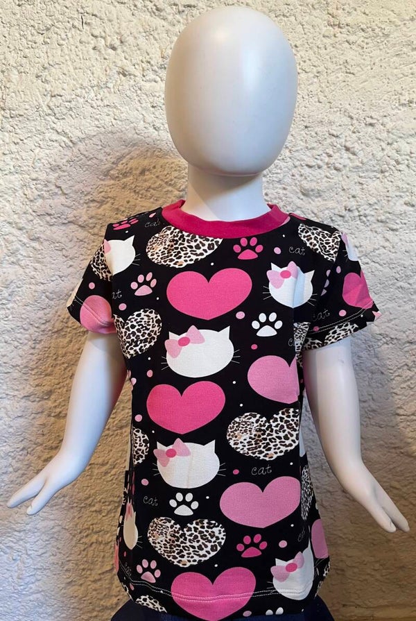 T-Shirt Herz/Katze Gr.92