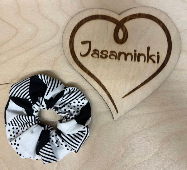 Scrunchies Schwarz/Weiss Muster