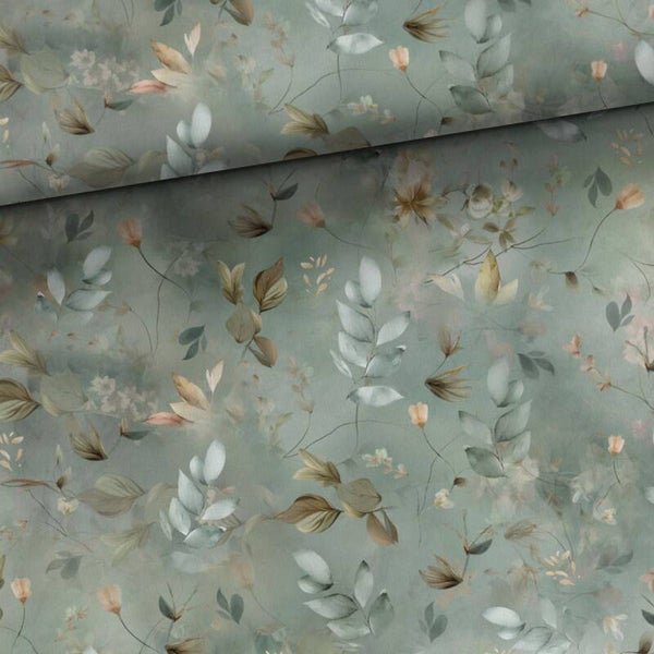 French Terry Vorfrühling Blätter Kombi