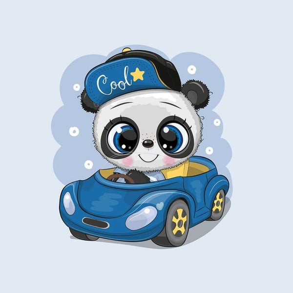 Sweat Panel 40x50cm Panda und Auto