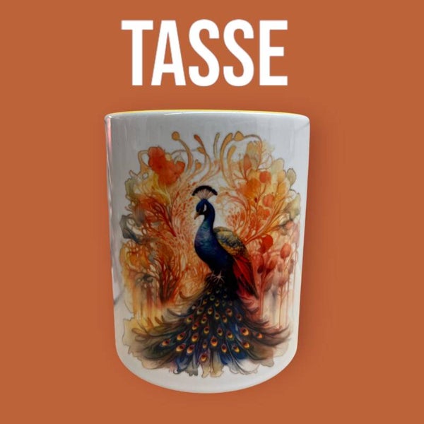Tasse Gelb Pfau