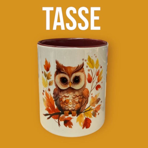 Tasse Bordeaux Herbst Eule