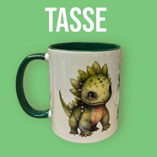 Tasse Dunkel Grün Dinos