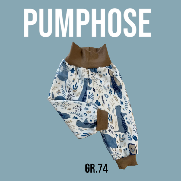 Pumphose Alpenfleece Tiere Blau Gr.74