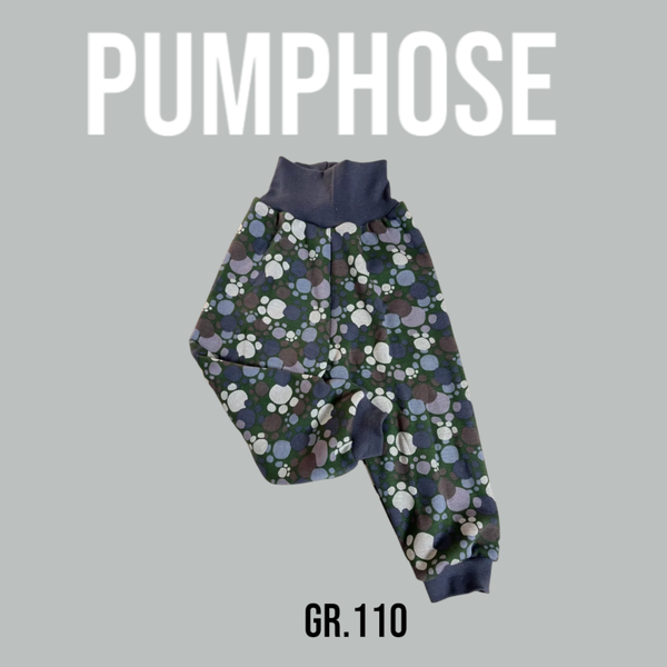 Pumphose Alpenfleece Pfoten Grün/Grau Gr.110