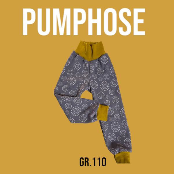 Pumphose Alpenfleece Muster Grau/Ocker Gr.110
