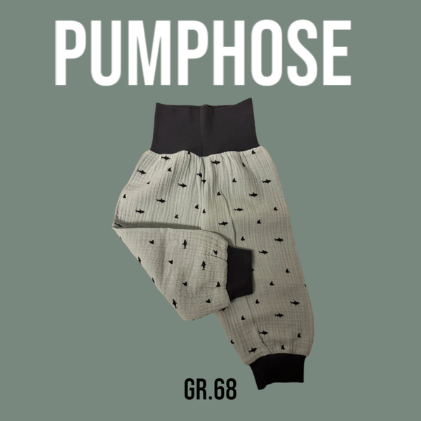 Pumphose Musselin Mint mit Haifische Gr.68