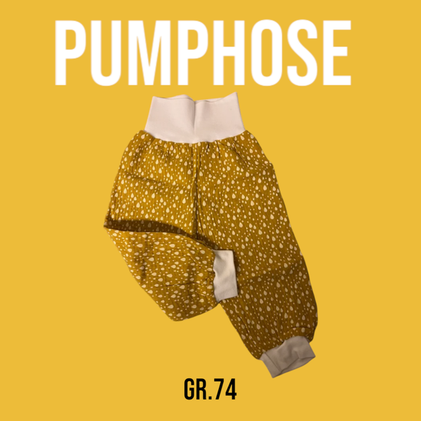 Pumphose Musselin Senfgelb Tropfen Gr.74