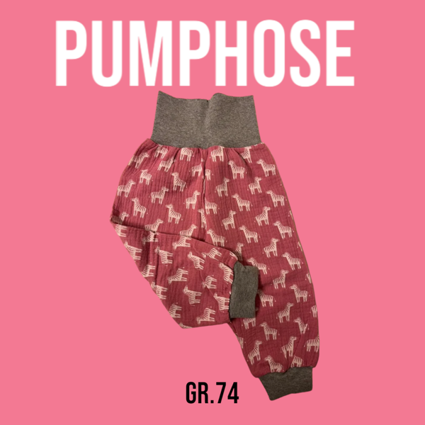 Pumphose Musselin Fuchsia mit Zebra Gr.74