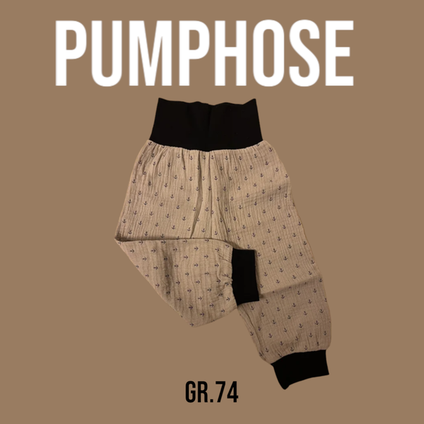 Pumphose Musselin Beige mit Anker Gr.74