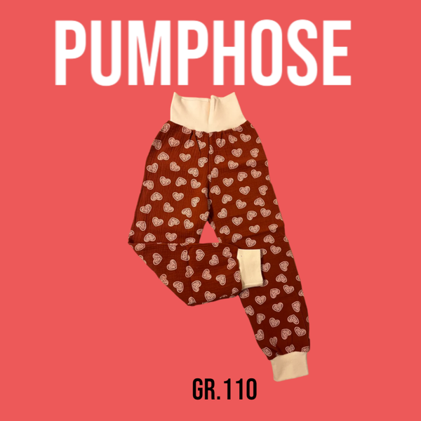 Pumphose Musselin Rostbraun mit Herzen Gr.110