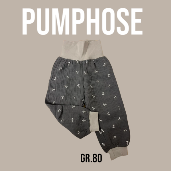 Pumphose Musselin Grau mit Anker Gr.80