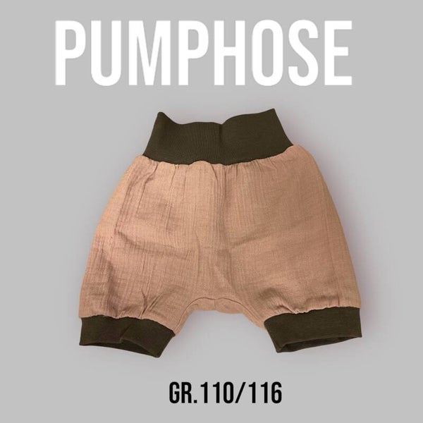 Pumphose Kurz Musselin Rosa/Grau Gr.110/116