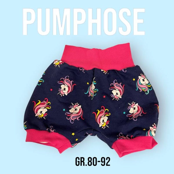 Pumphose Kurz Sweat Einhorn Gr.80-92