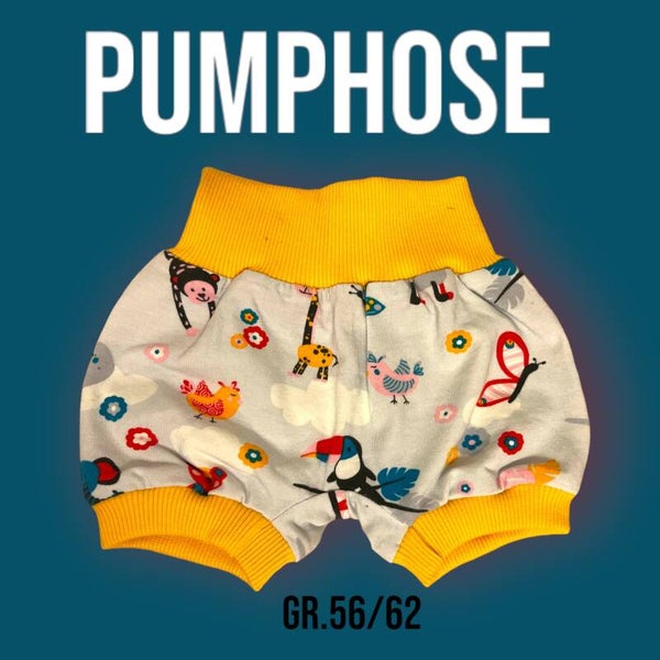 Pumphose Kurz Musselin Tiere Gr.56/62