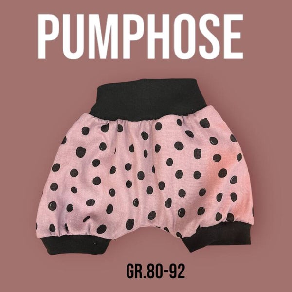 Pumphose Kurz Musselin Altrosa mit Punkte Gr.80-92