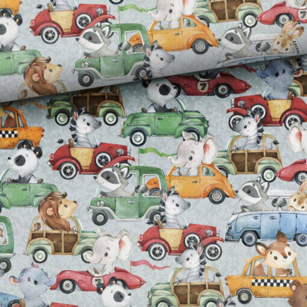 French Terry Auto/Tiere