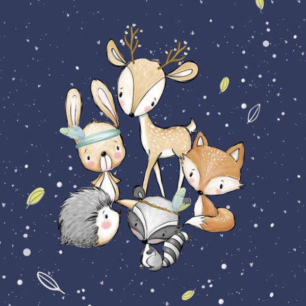Sweat Panel 40×50 cm Forest Adventure Animals Navy