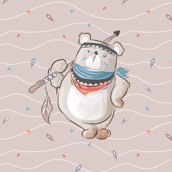 Sweat Panel 40×50 cm Bär Indianer Friends