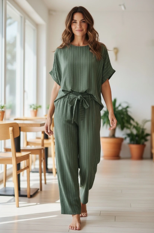 ENSEMBLE PULL ET PANTALON À RAYURES