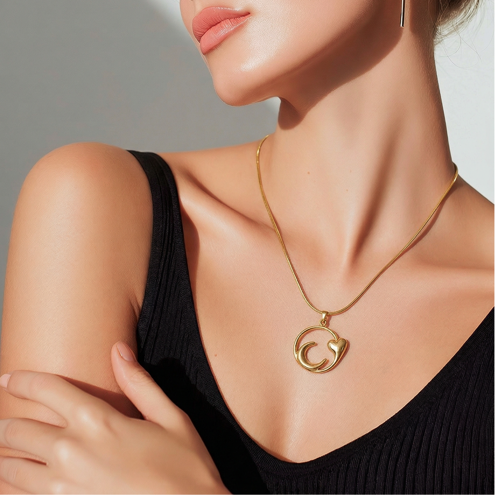 Collier Lune et Cœur