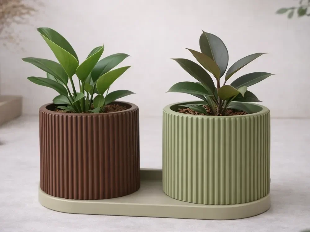 Cache-pot Japandi côtelé avec drainage — JAP072