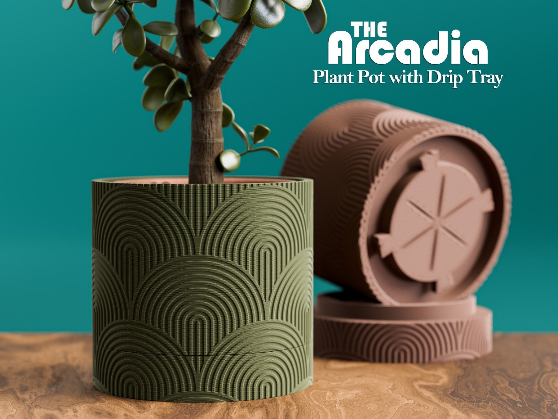 Pot de fleurs Arcadia avec coupelle imprimé en 3D