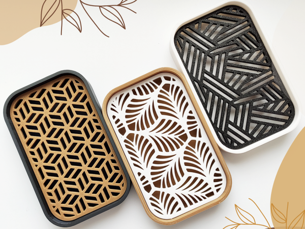 Porte-savon ovale avec grille interchangeable imprimé en 3D