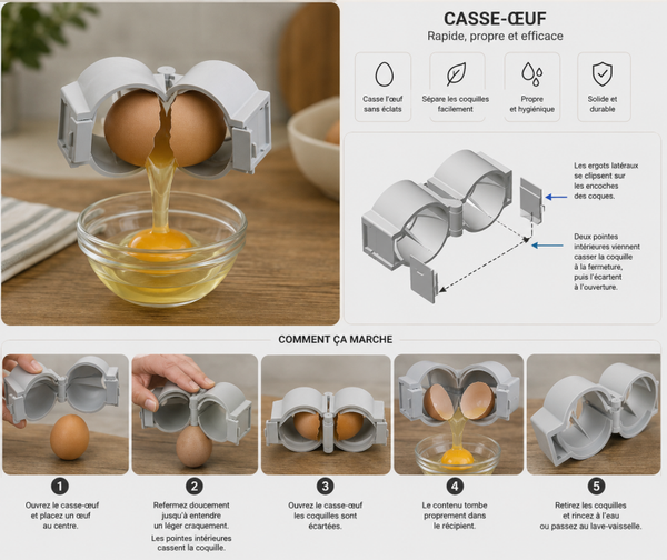 Casse-œuf pratique imprimé en 3D