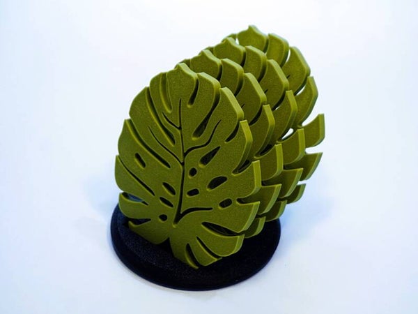 Sous-verres feuilles Monstera avec support imprimés en 3D
