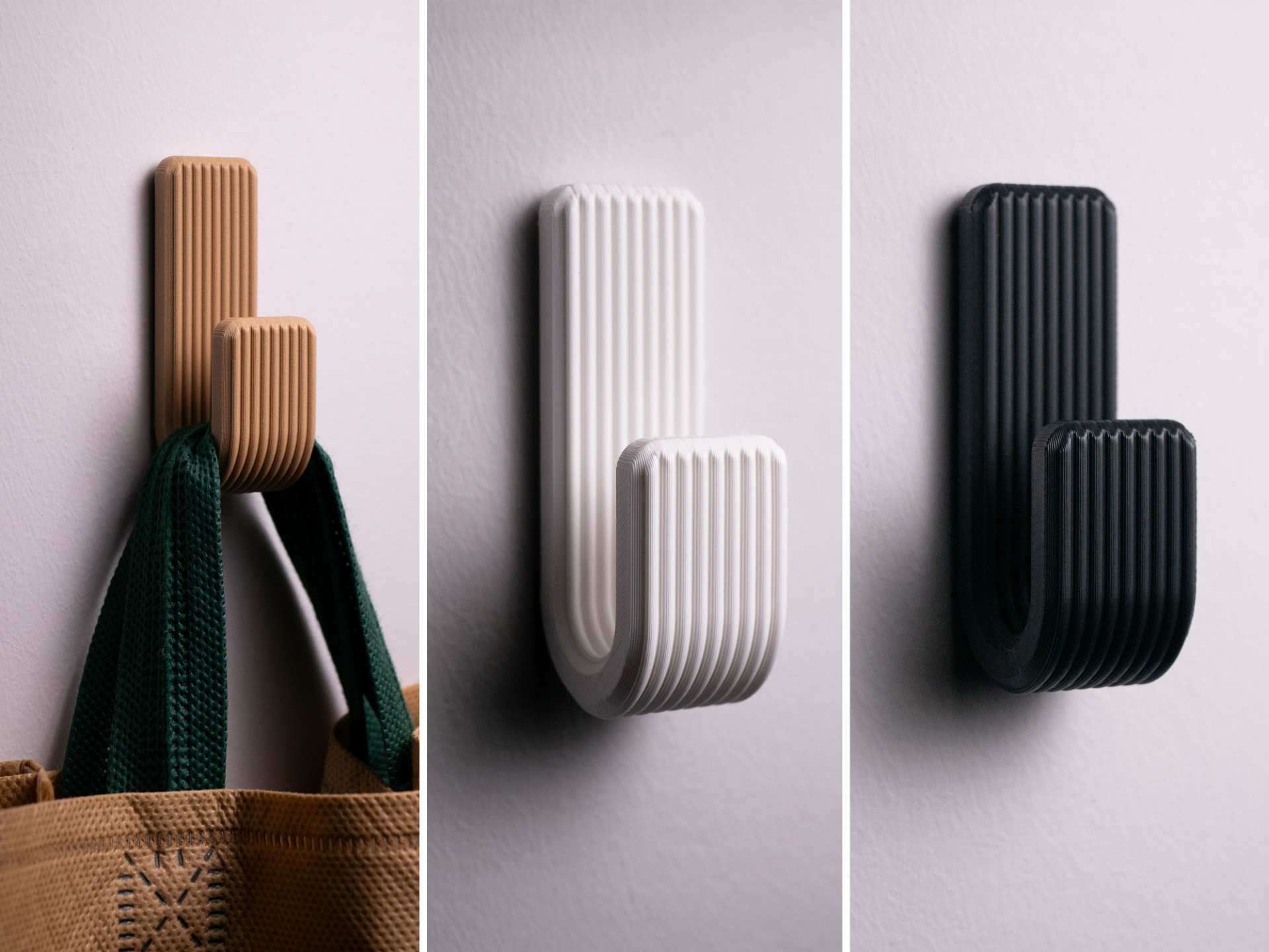Accroche murale striée imprimée en 3D