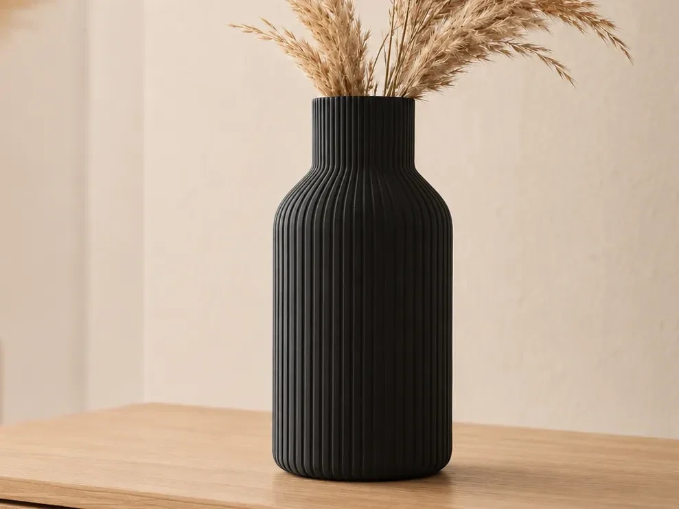 Vase bouteille côtelé 230 mm — JAP111